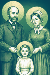 Louis and Zelie Martin with Saint Therese as a little child