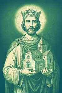 Saint Henry holding a model of a church in his hands