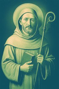 Saint Bernard of Clarvaux holding book and crosier
